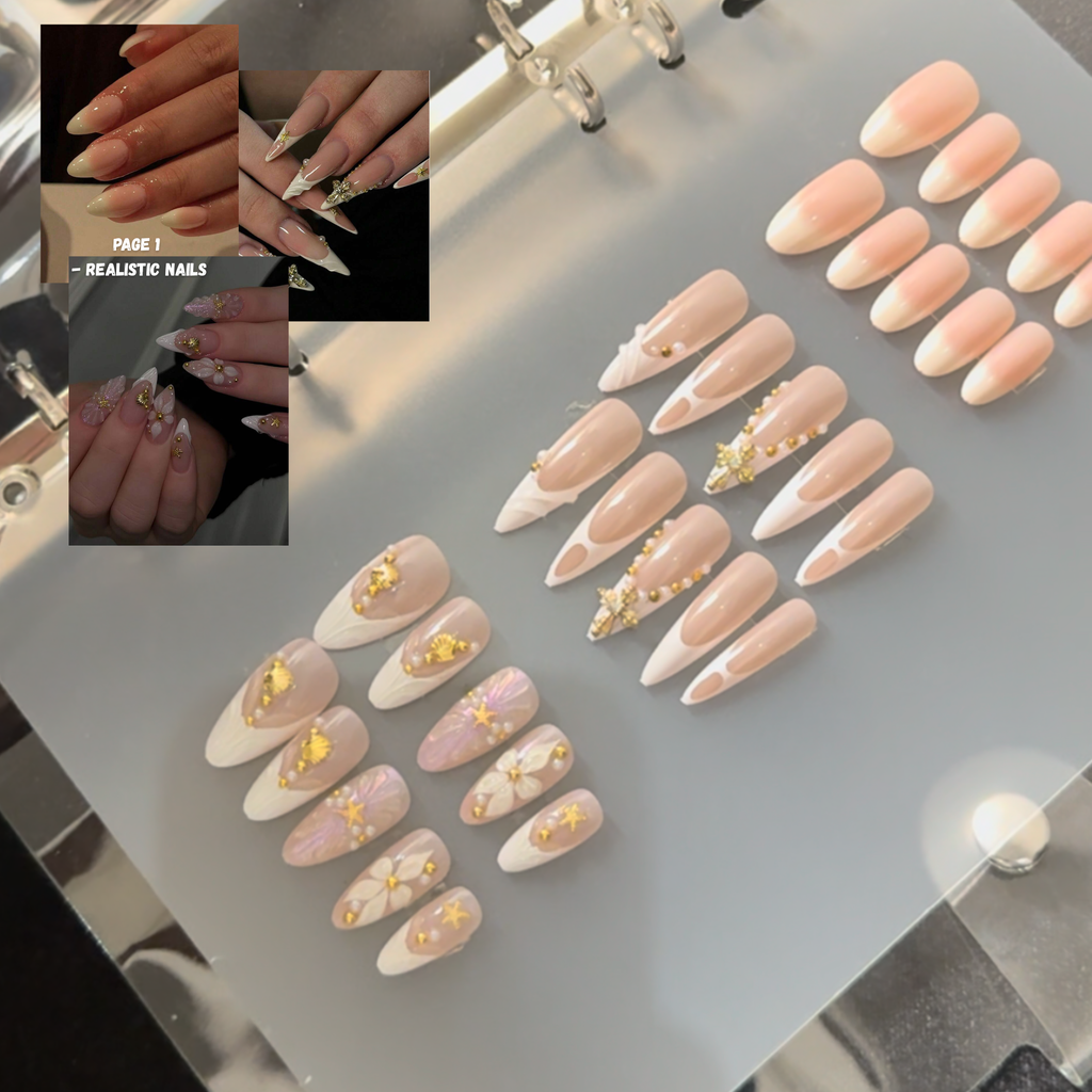 Luxury Press-On Nail Design Book | 12 Designs | 4 Pages ⭐