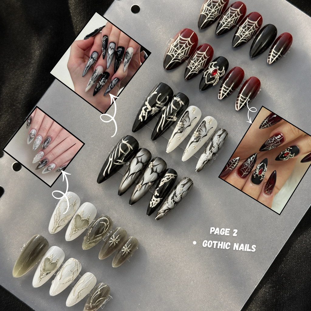 Luxury Press-On Nail Design Book | 12 Designs | 4 Pages ⭐
