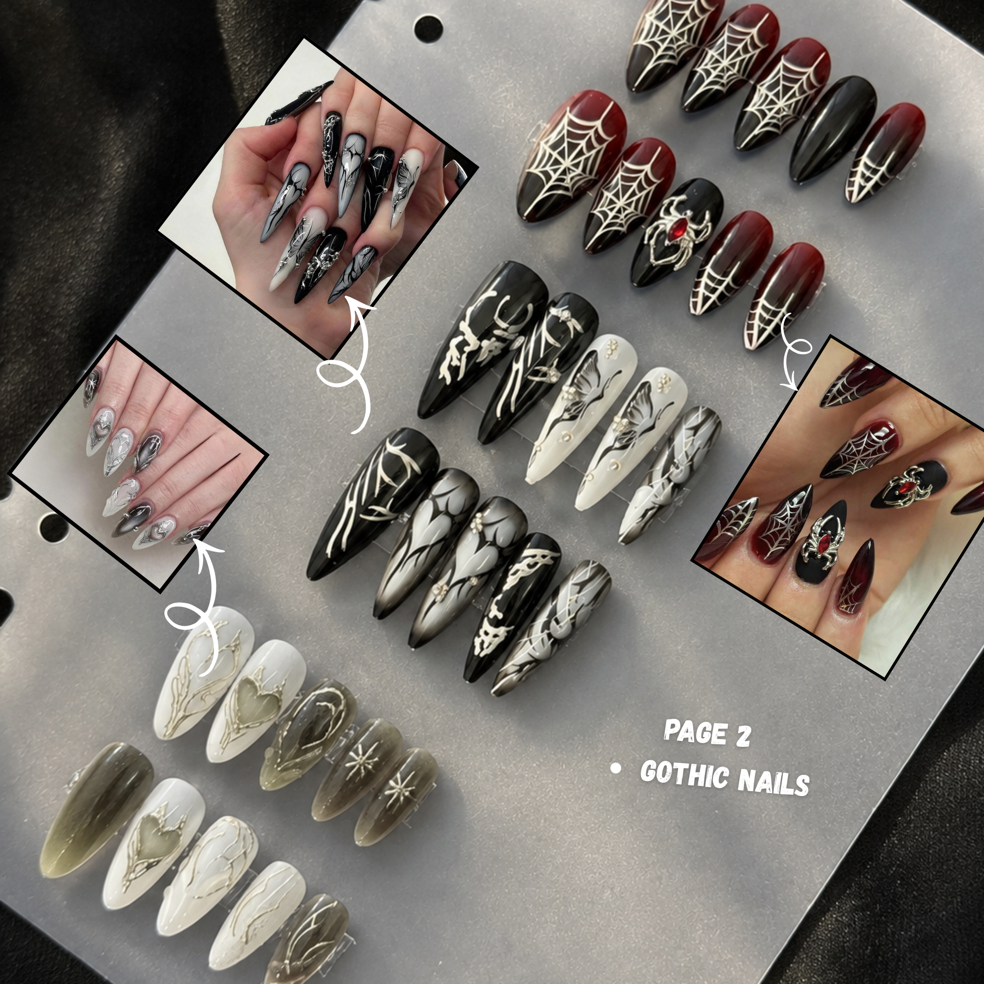 Luxury Press-On Nail Design Book | 12 Designs | 4 Pages ⭐
