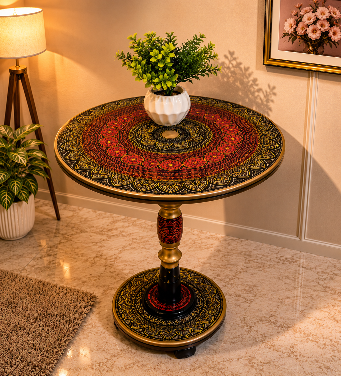 Wooden Handmade Naqshi Art Coffee Table – 16x16 Top | 20 Inches Height ✨
