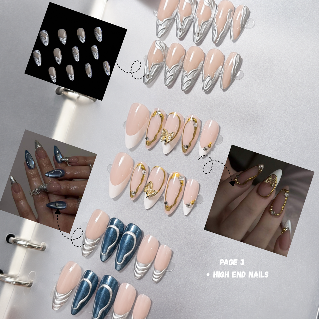 Luxury Press-On Nail Design Book | 12 Designs | 4 Pages ⭐