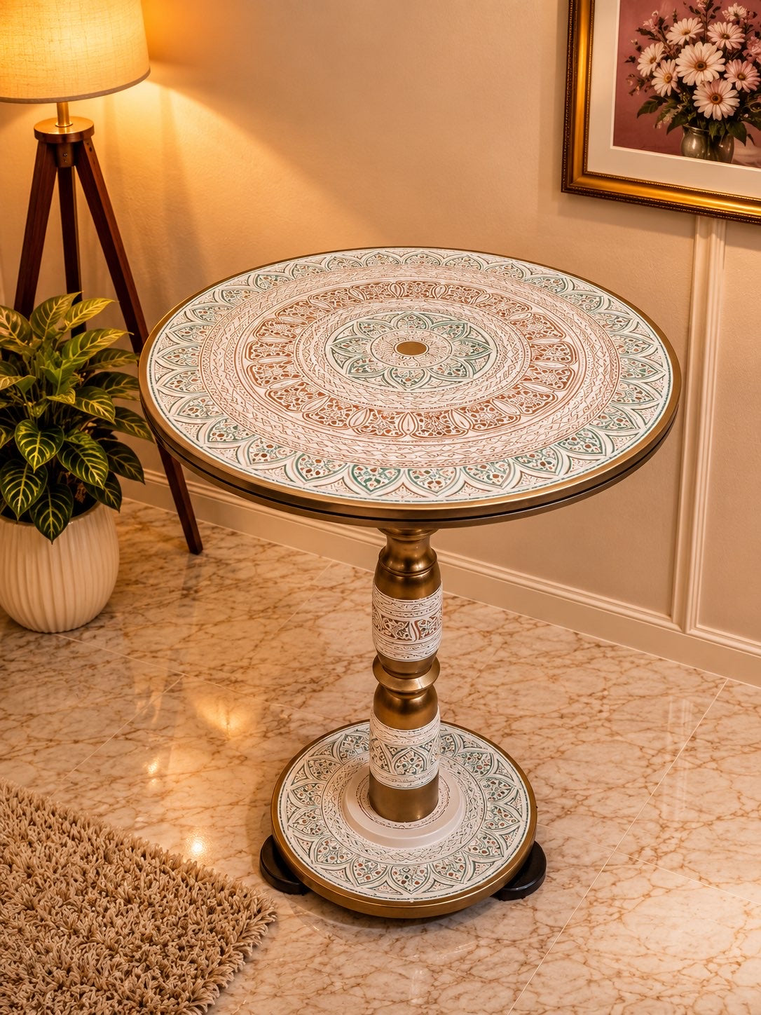 Wooden Handmade Naqshi Art Coffee Table – 16x16 Top | 20 Inches Height ✨