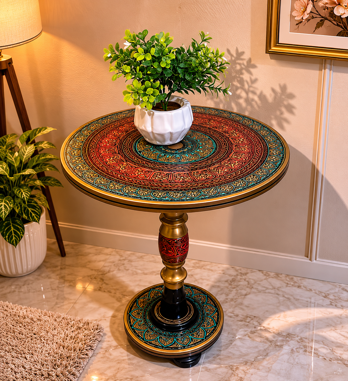 Wooden Handmade Naqshi Art Coffee Table – 16x16 Top | 20 Inches Height ✨