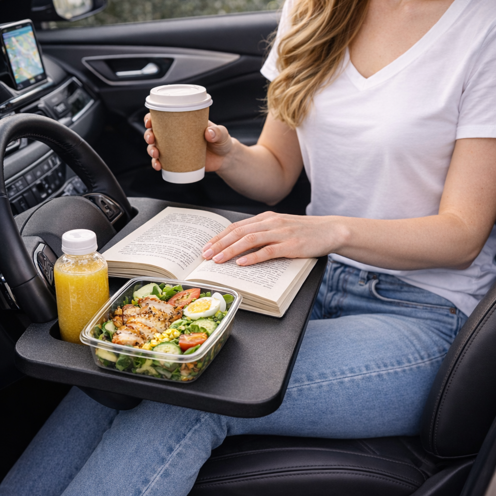 Car Steering Wheel Tray – Foldable Laptop & Food Table 🚗