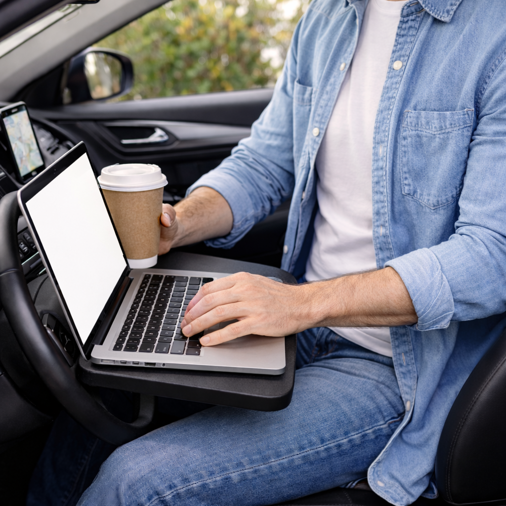 Car Steering Wheel Tray – Foldable Laptop & Food Table 🚗