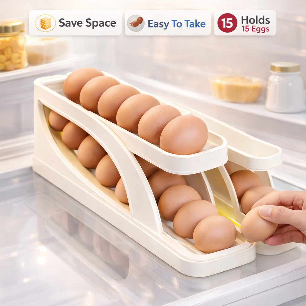 Space-Saving Rolling Egg Dispenser & Fridge Organizer