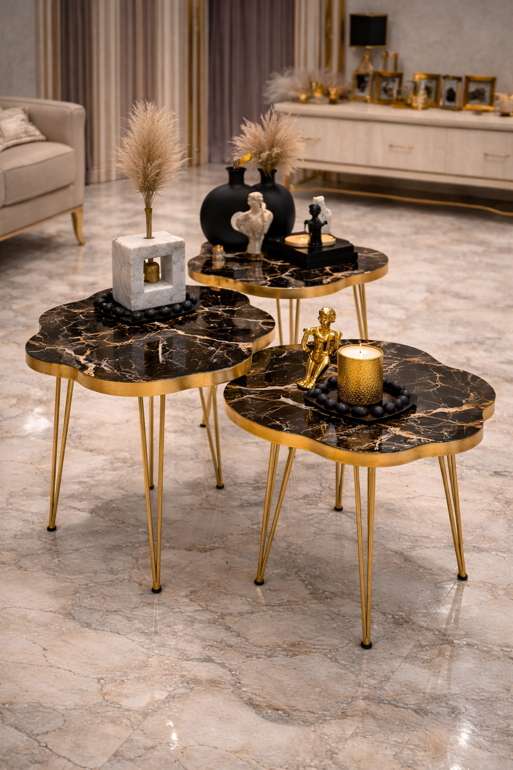 Modern Coffee Table – Nesting End Table & Side Table Set for Stylish Living